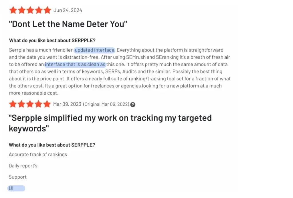 Serpple UI Review