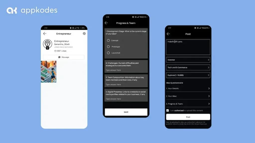 Appkodes Innovative Project Screen