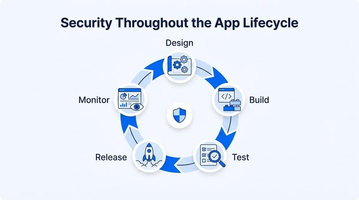 Security throughout the app lifecycle: design, build, test, release and monitor