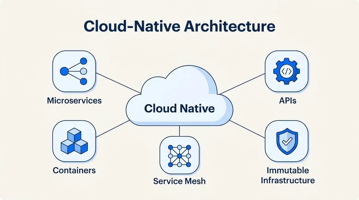 Cloud-native architecture: microservices, APIs, containers, service mesh and immutable infrastructure