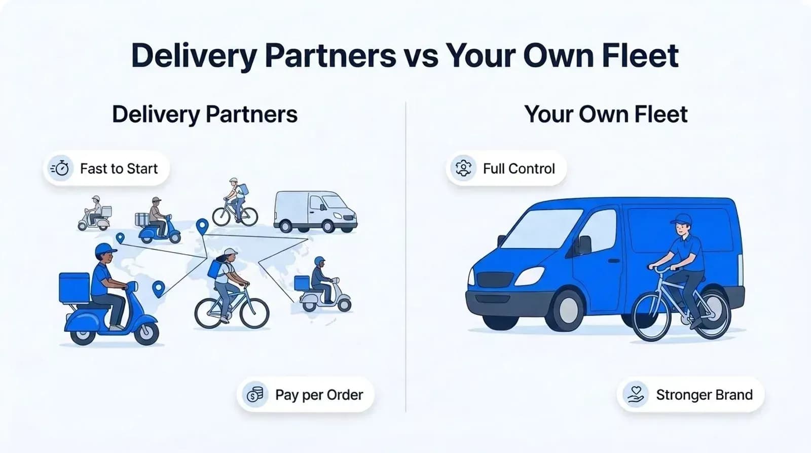 Delivery partners compared with running your own delivery fleet