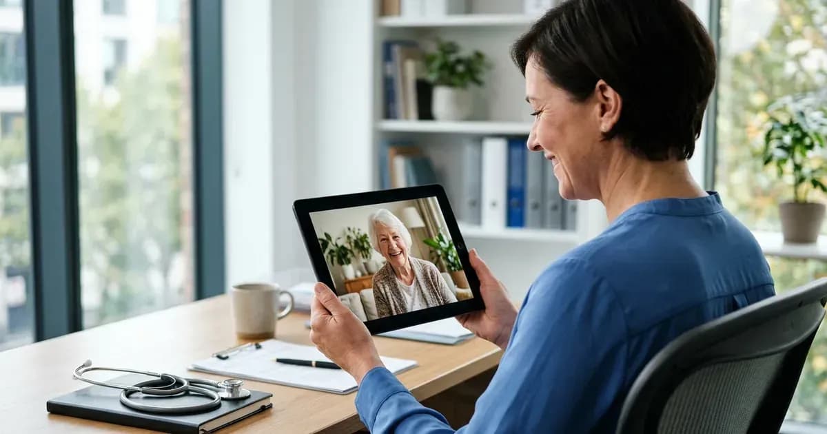 Doctor holding a video consultation with a patient on a tablet