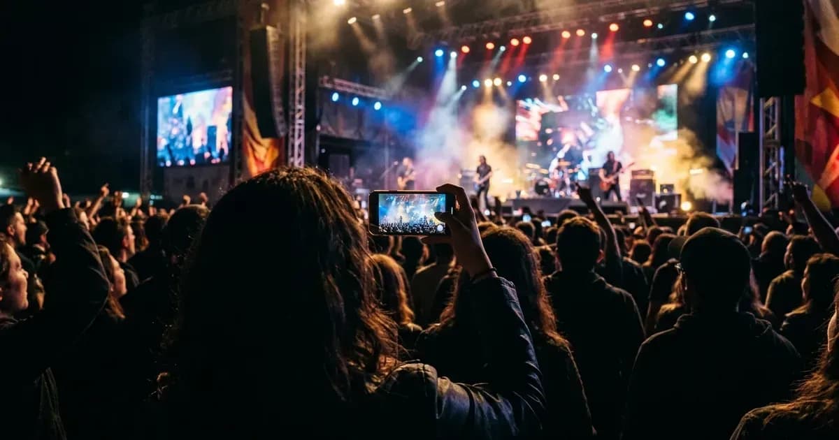 Fan streaming a live concert on a smartphone