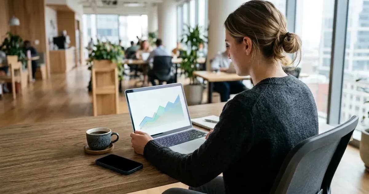 A founder reviewing app revenue charts on a laptop