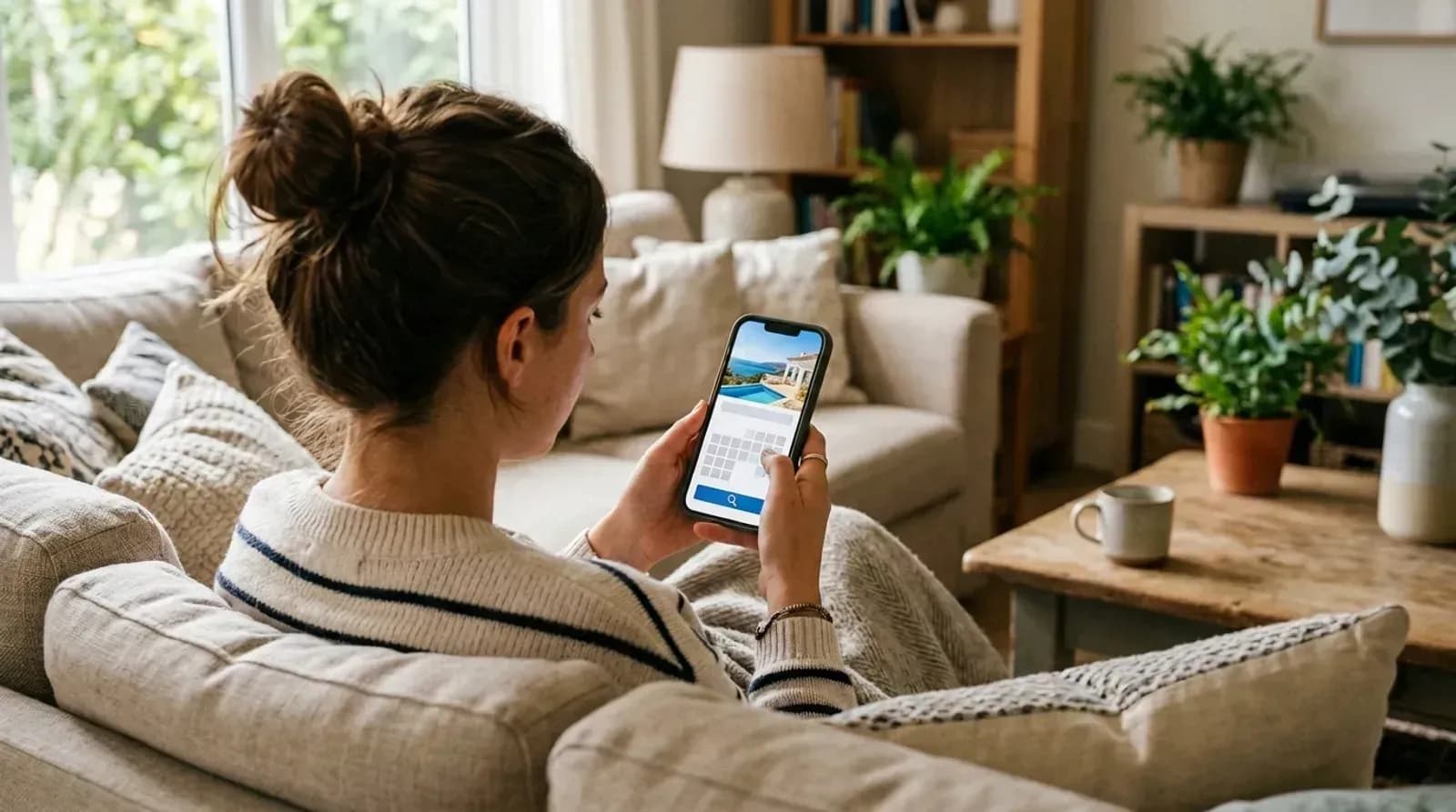 Guest booking a vacation stay on a phone