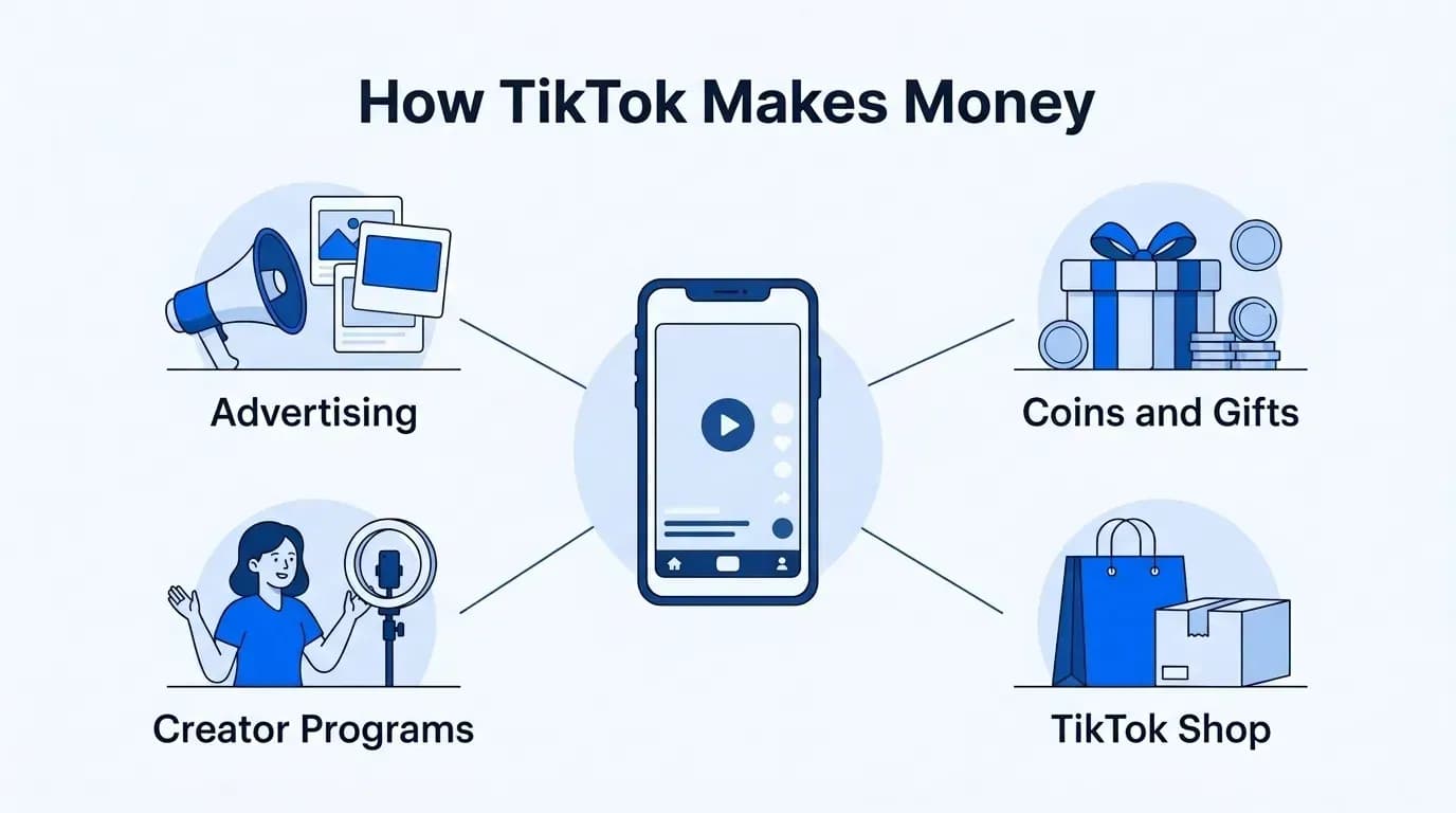 How TikTok makes money: advertising, coins and gifts, TikTok Shop and creator programs