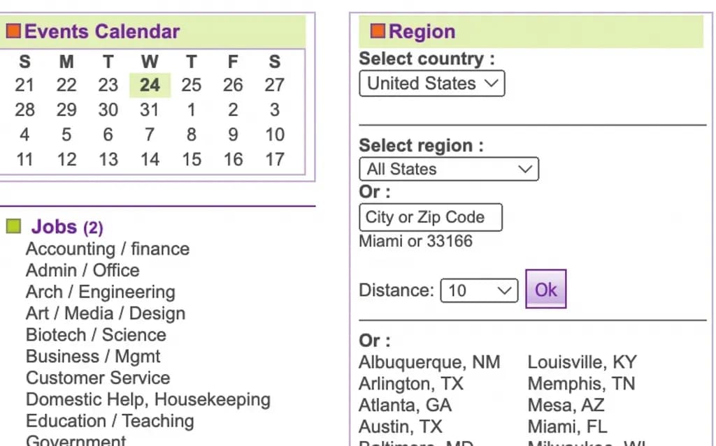 OLX beta search by country, region, city or zip code and distance