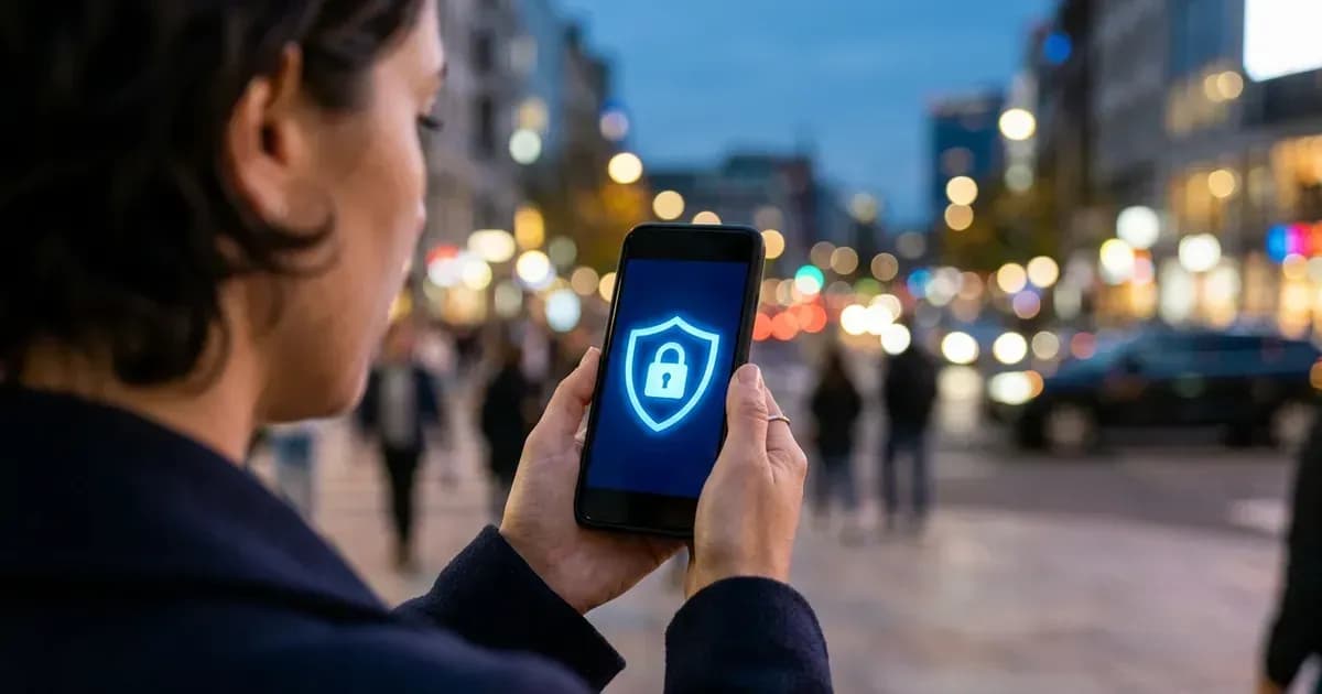 Ein Smartphone mit Sicherheitsschild und Vorhängeschloss