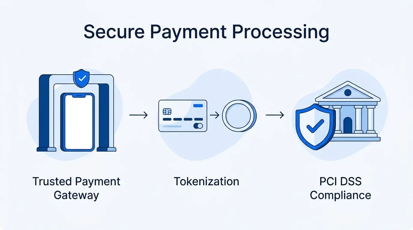 Secure payment processing: trusted payment gateway, tokenization and PCI DSS compliance