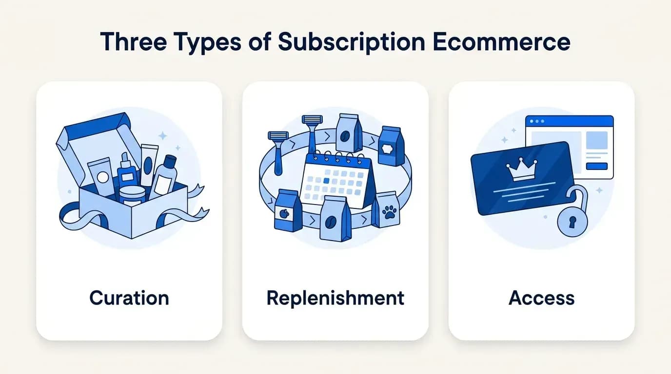 Three types of subscription ecommerce: curation, replenishment and access
