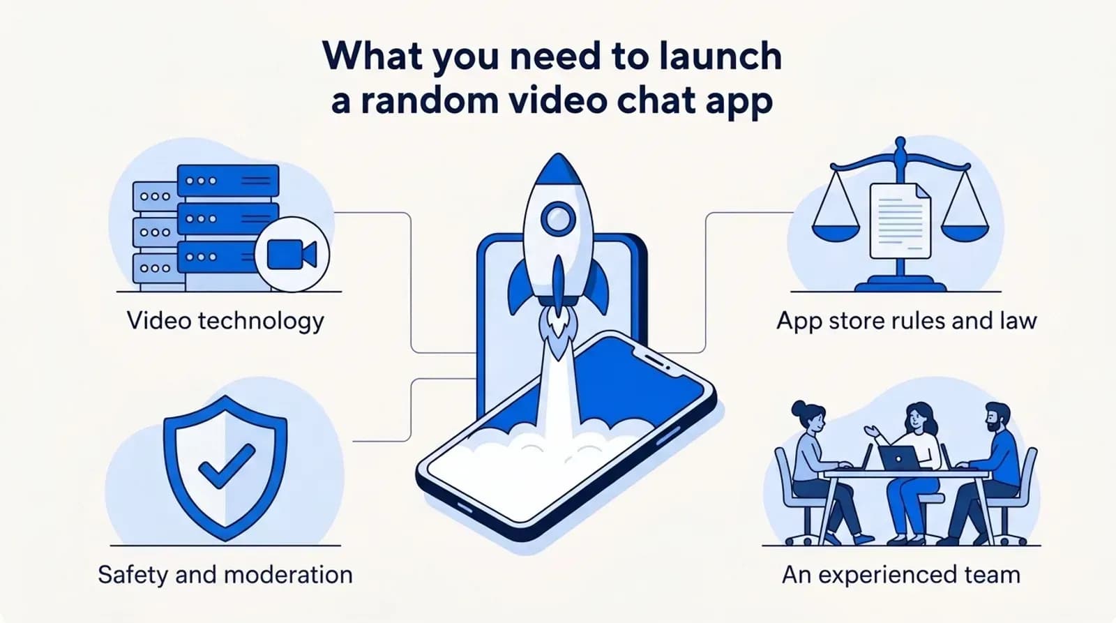 What you need to launch a random video chat app: technology, safety, legal compliance and a team